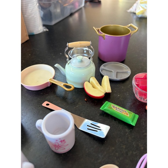 American girl doll lot kitchen accessories 49 pieces food pots cups plate plates - Picture 8 of 10